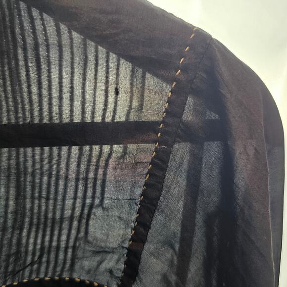 DVE Niva‎ Silk Black Pintuck Sheer Long Sleeve Breathable Blouse Size Small - Picture 12 of 16